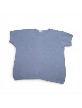 Vintage 90s Spunky Light Blue Knit Cotton Short Sleeve Sweater 3X